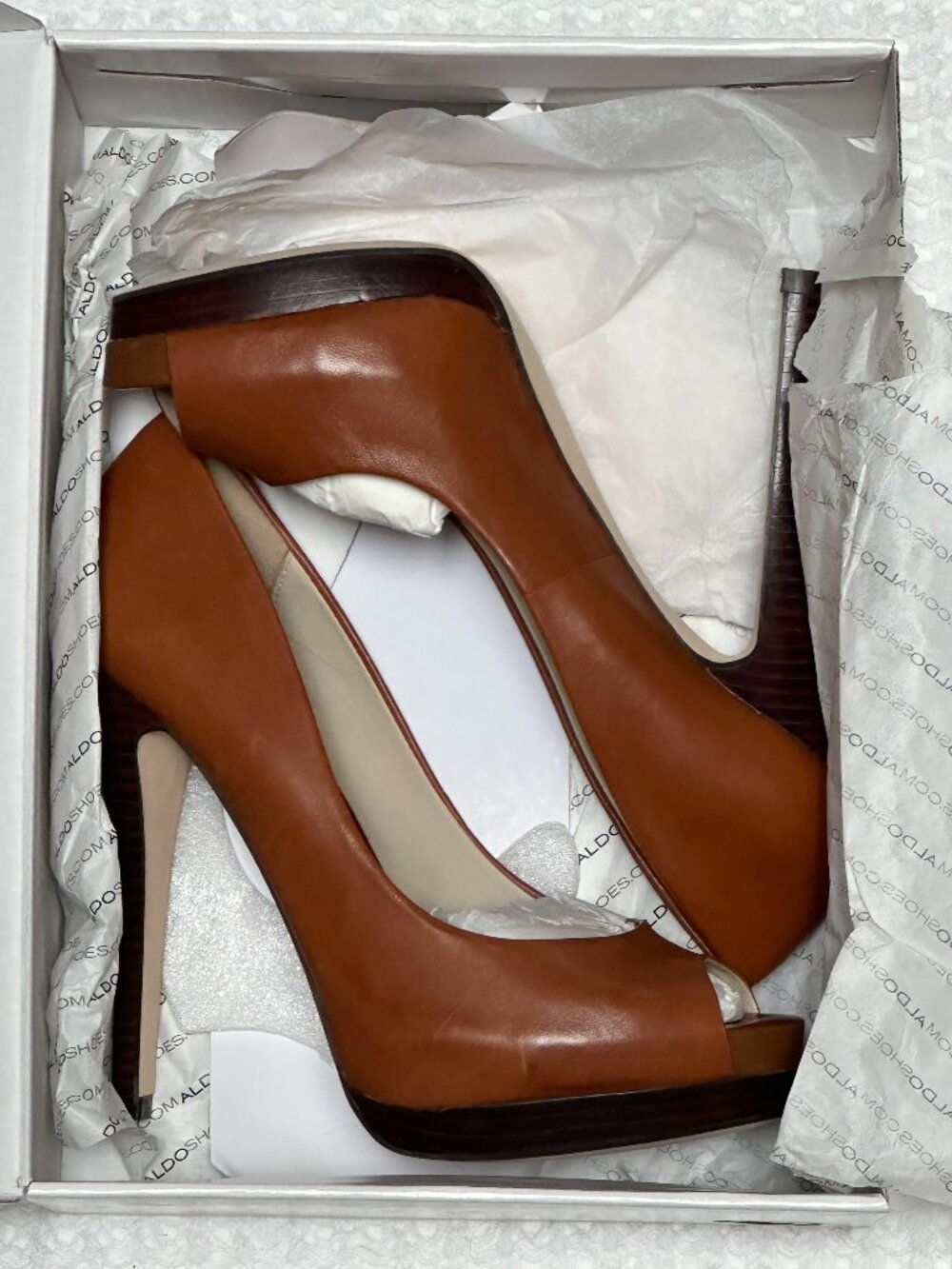 Aldo Leather Peep Toe Heels